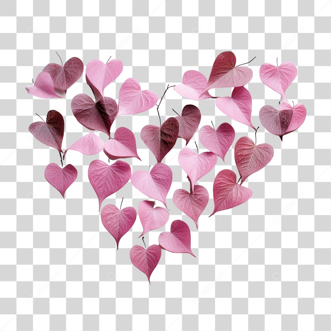 Flores Formando Coração PNG Transparente
