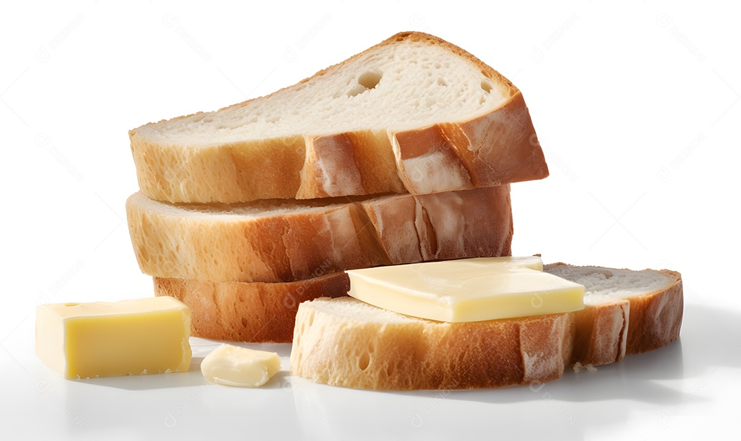 Pães cortados em fatias sobre fundo isolado