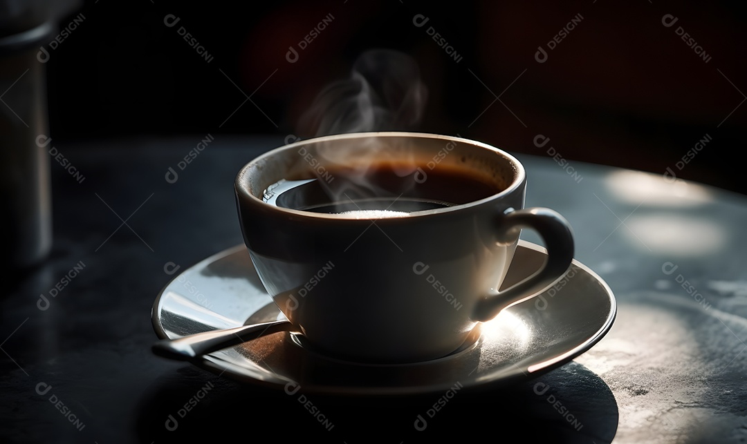 Xícara de café sobre uma mesa de panificadora