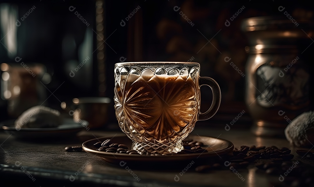 Xícara de café sobre uma mesa de panificadora