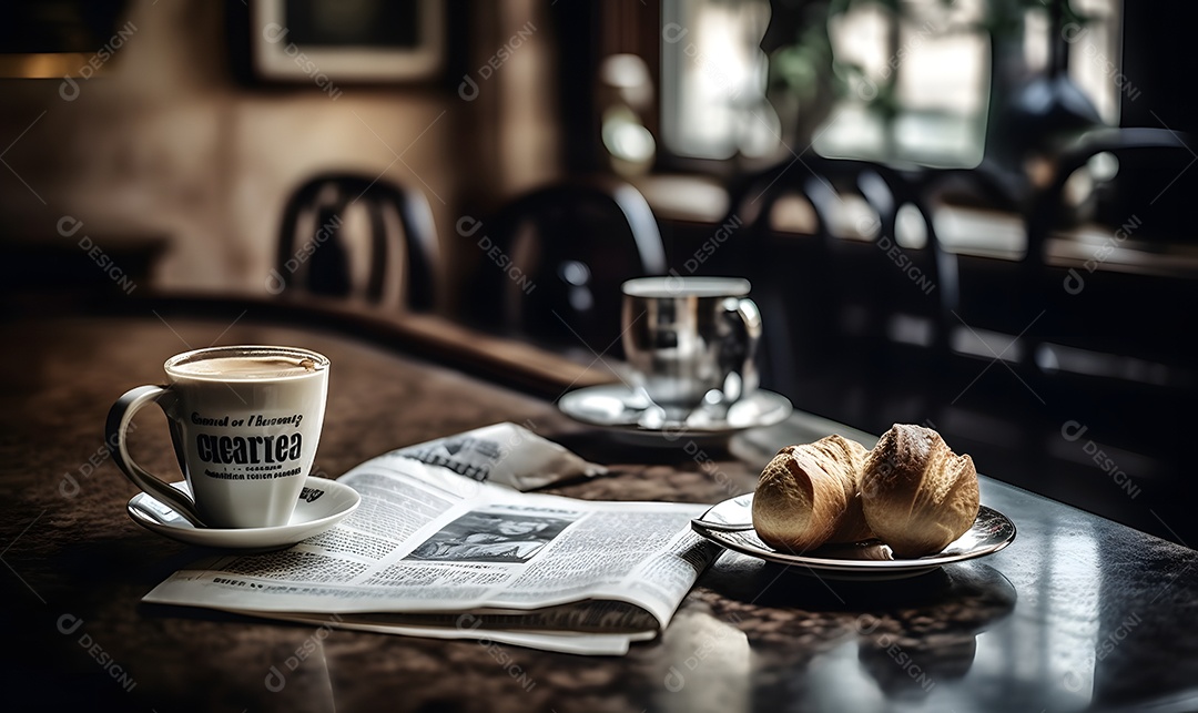 Xícara de café sobre uma mesa de panificadora
