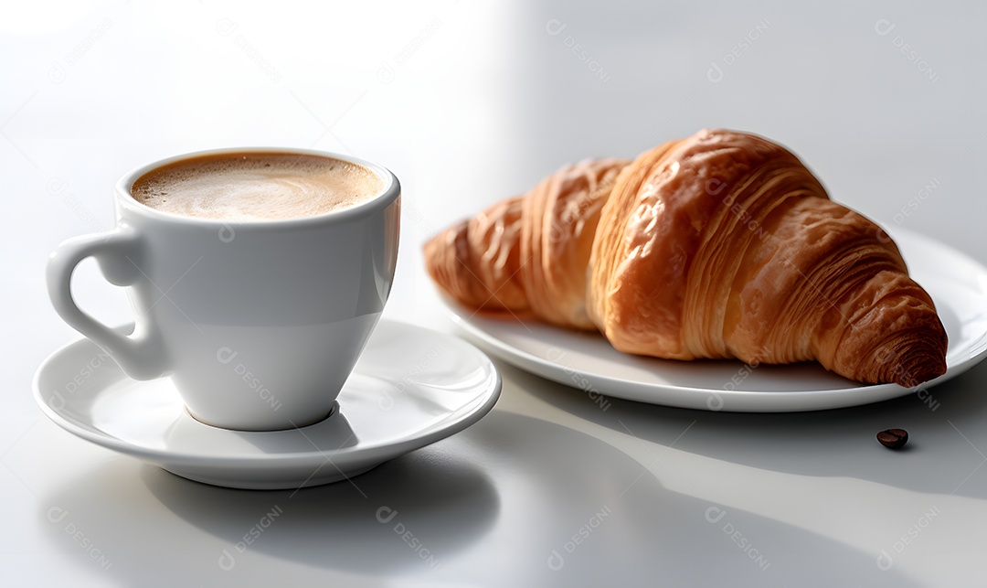 Xícara De Cappuccino e Pão Sobre A Mesa