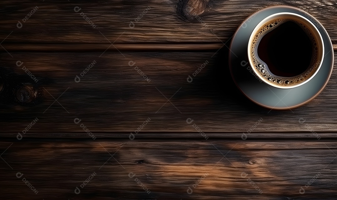 Xícara de café sobre uma mesa de padaria