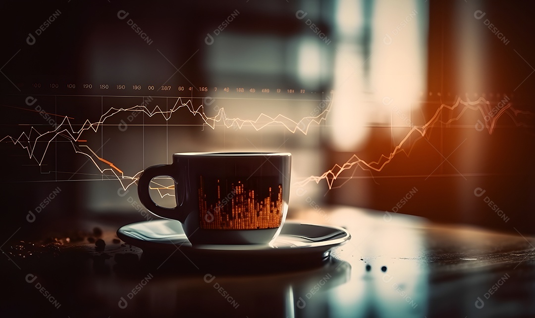 Xícara de café sobre uma mesa de madeira