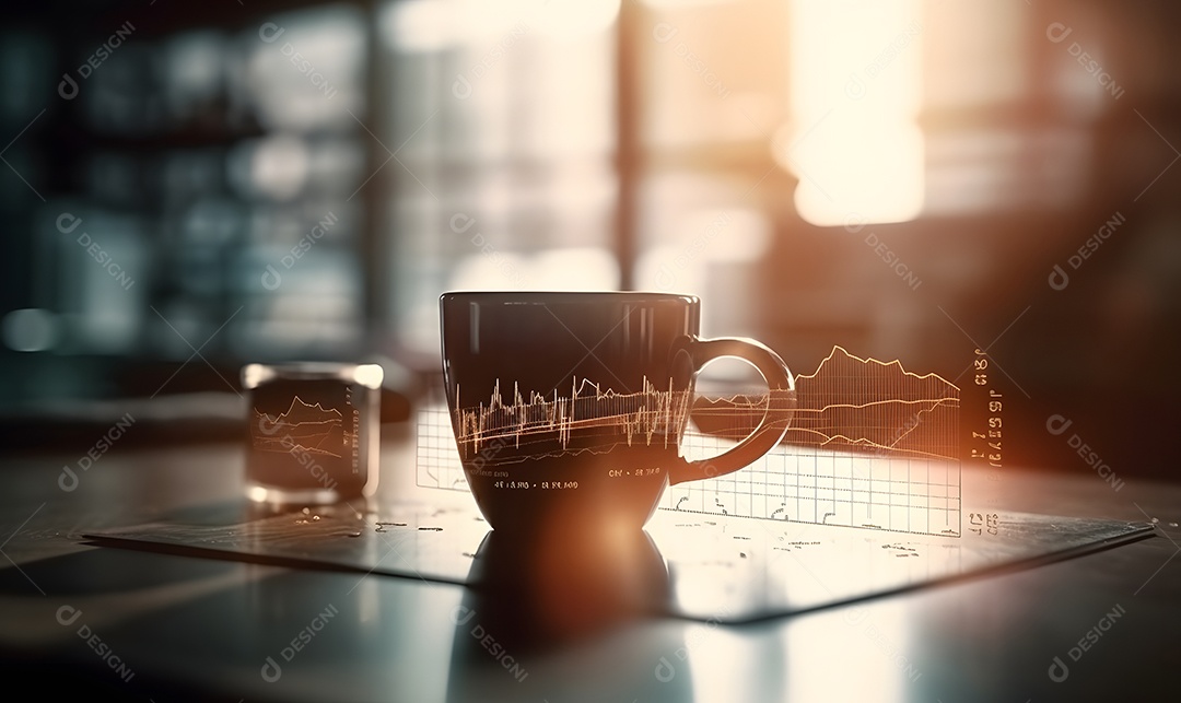 Xícara de café sobre uma mesa de madeira