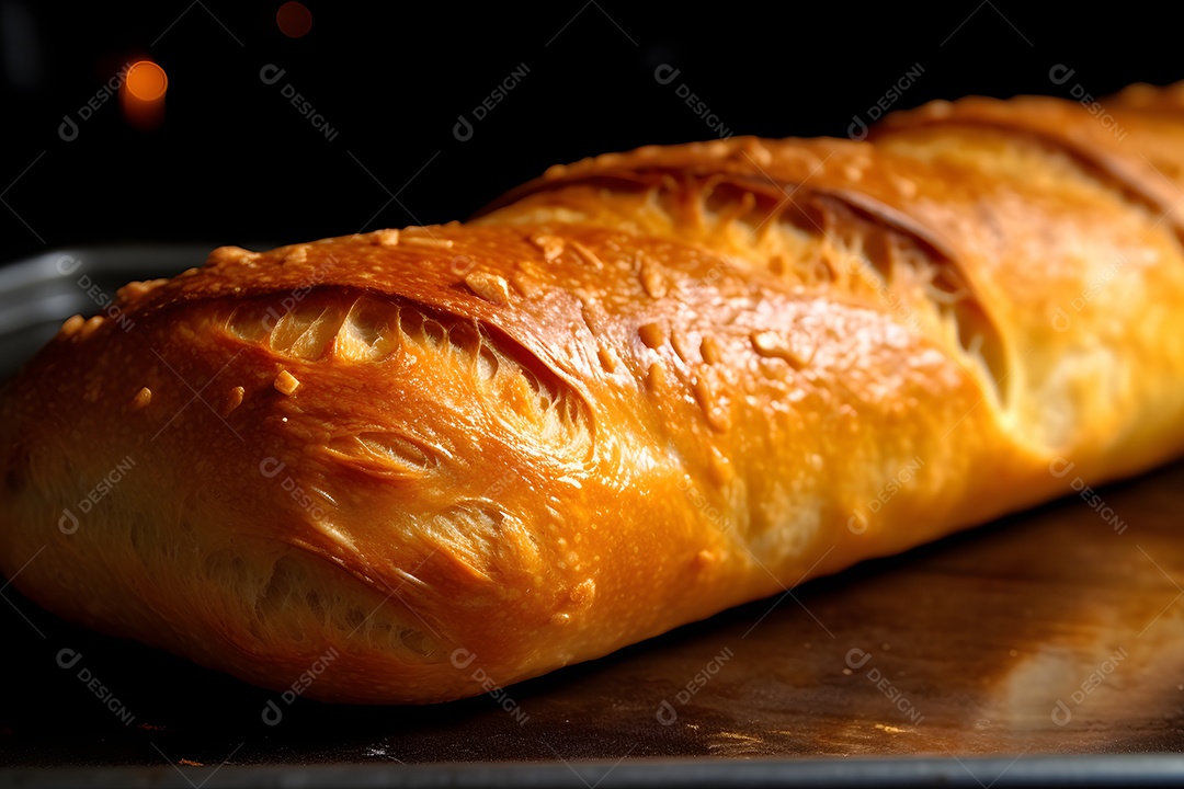 Pão fresco sobre uma mesa de padaria