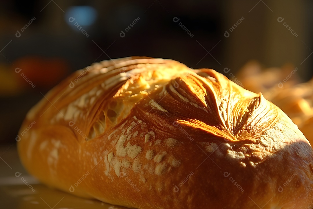 Pão fresco sobre uma mesa de padaria