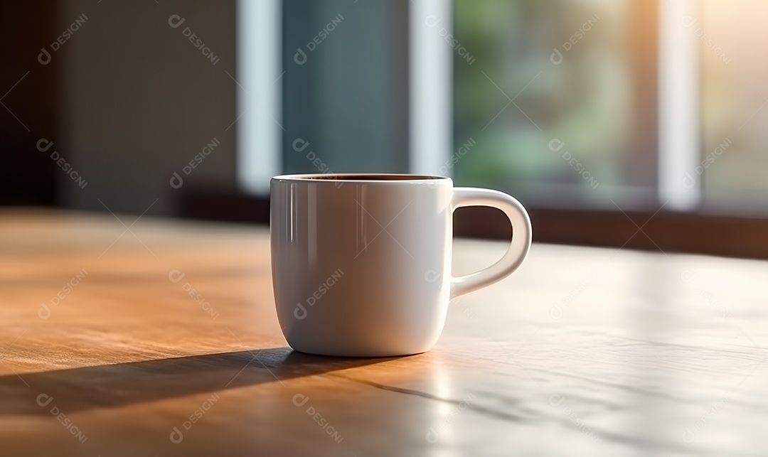 Xícara Branca De Cappuccino Sobre A Mesa