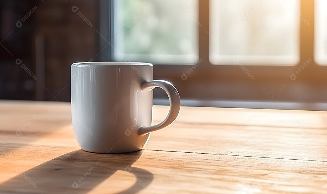 Xícara Branca De Cappuccino Sobre A Mesa