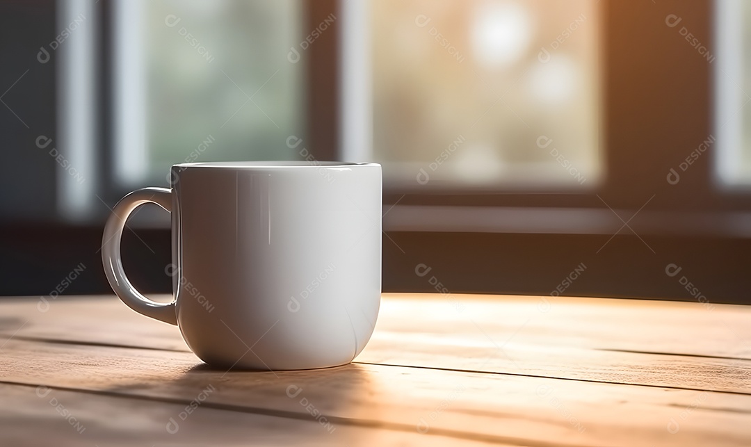 Xícara Branca De Cappuccino Sobre A Mesa