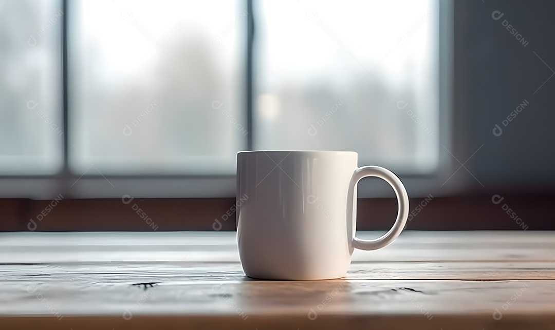 Xícara Branca De Cappuccino Sobre A Mesa