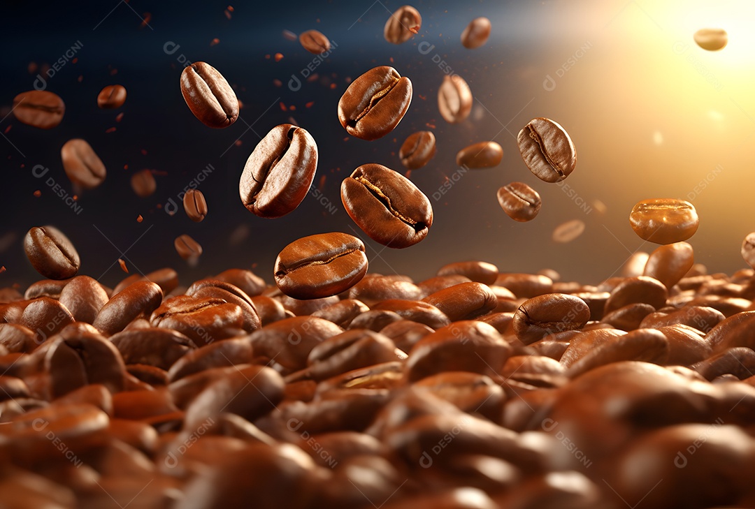 Grãos de café sobre fundo isolado