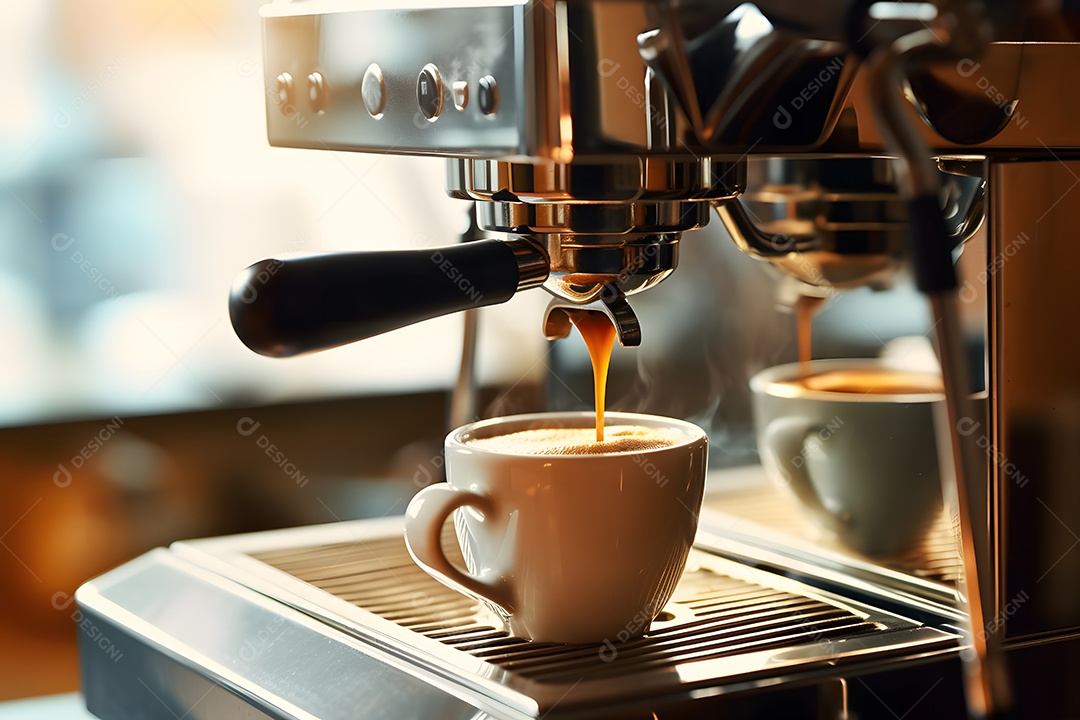 Xícara de café sobre uma cafeteria