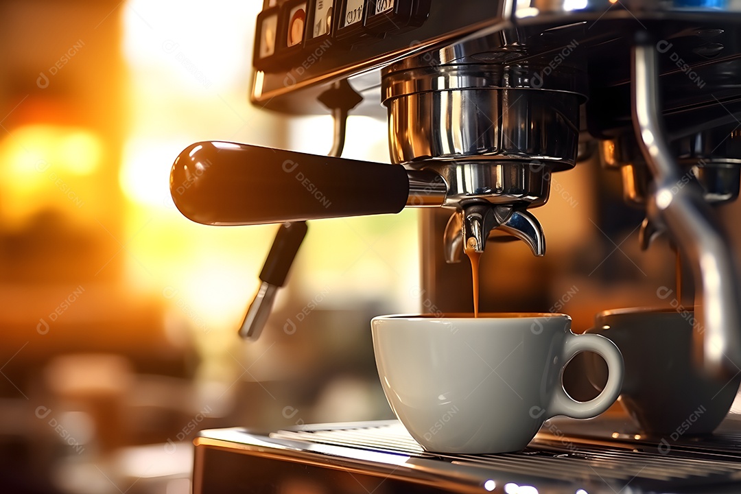 Xícara de café sobre uma cafeteria