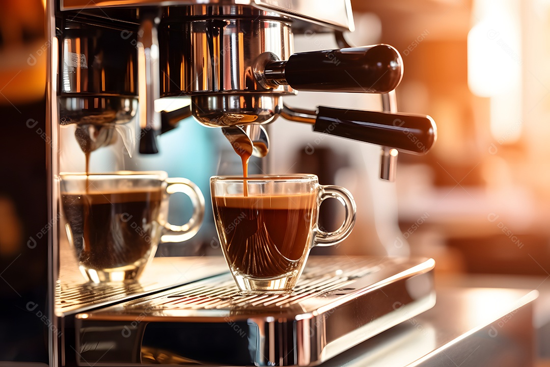 Xícara de café sobre uma cafeteria