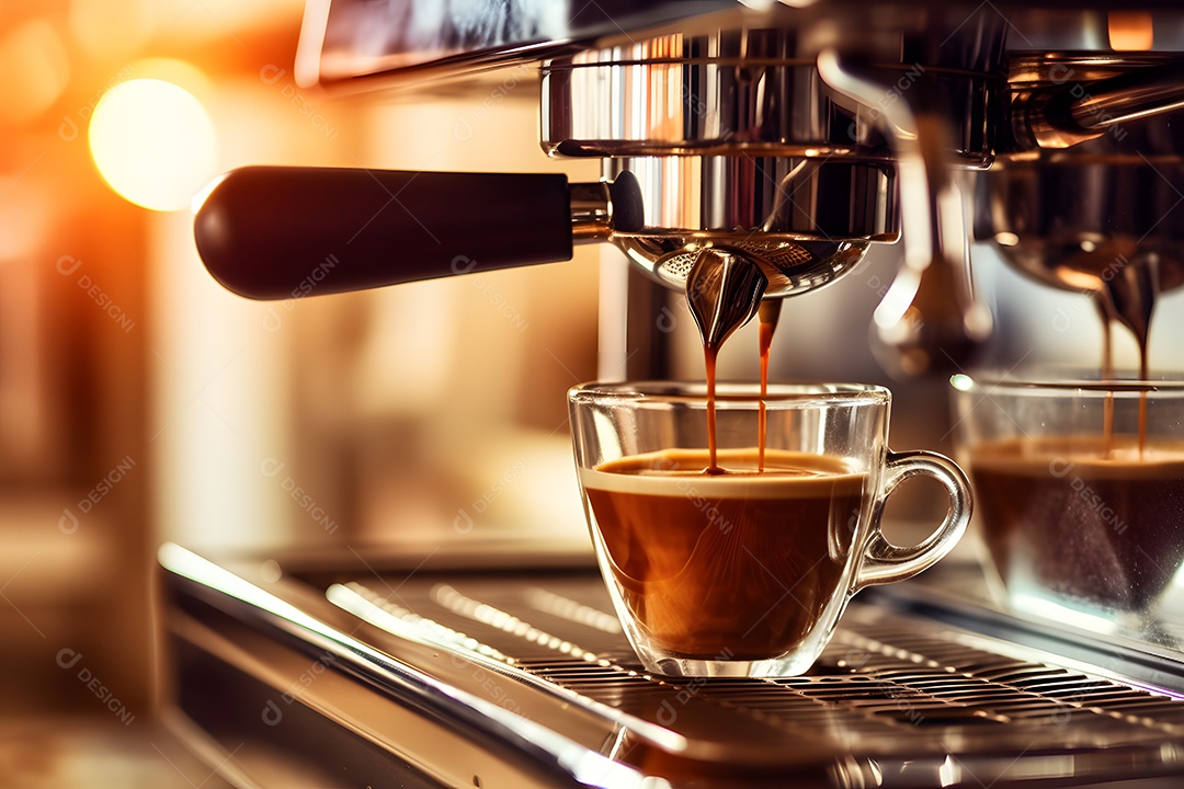 Xícara de café sobre uma cafeteria