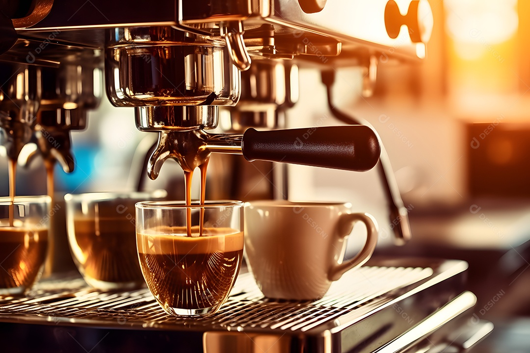 Xícara de café sobre uma cafeteria