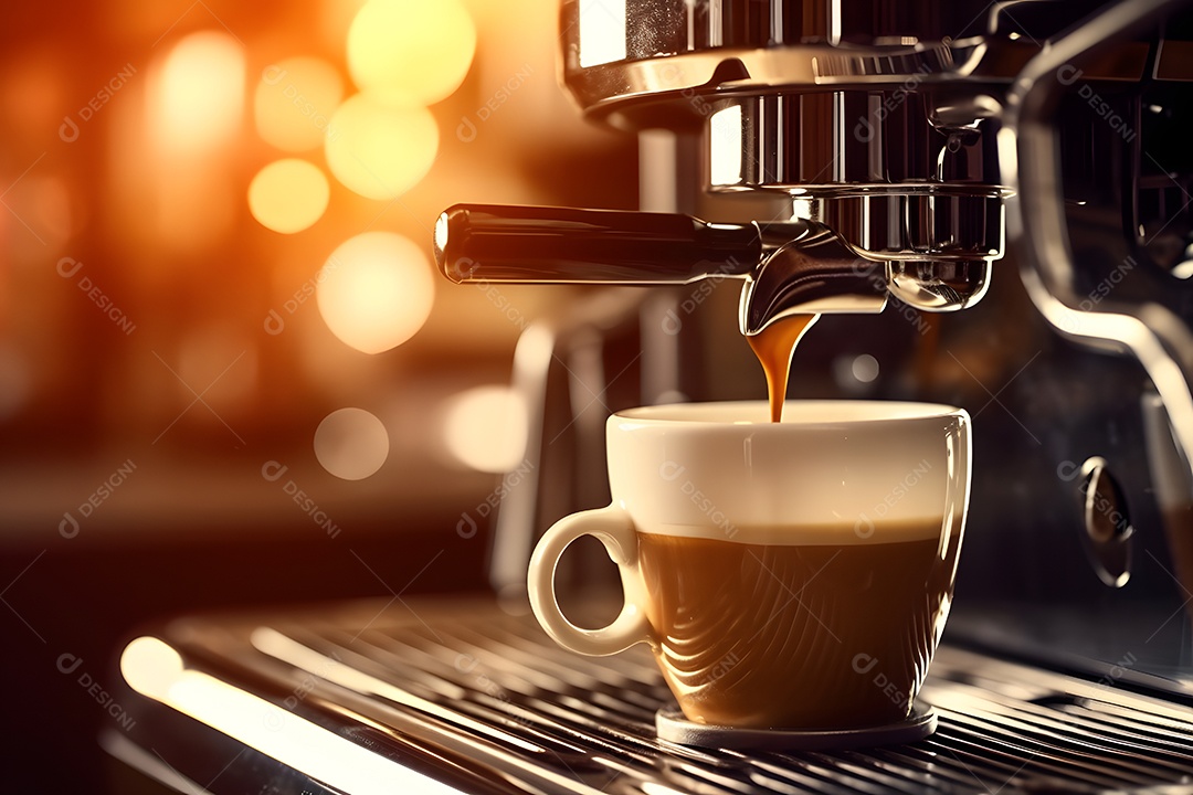 Xícara de café sobre uma cafeteria