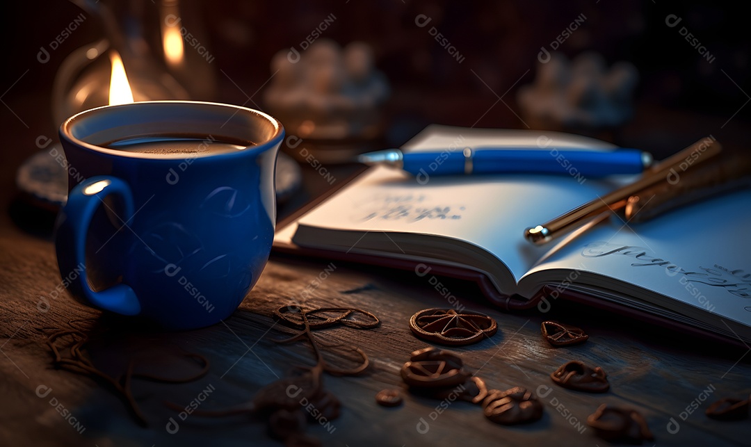 Xícara de café sobre uma mesa de madeira