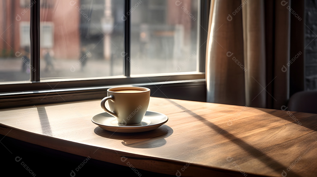 Xícara Branca De Cappuccino Sobre A Mesa