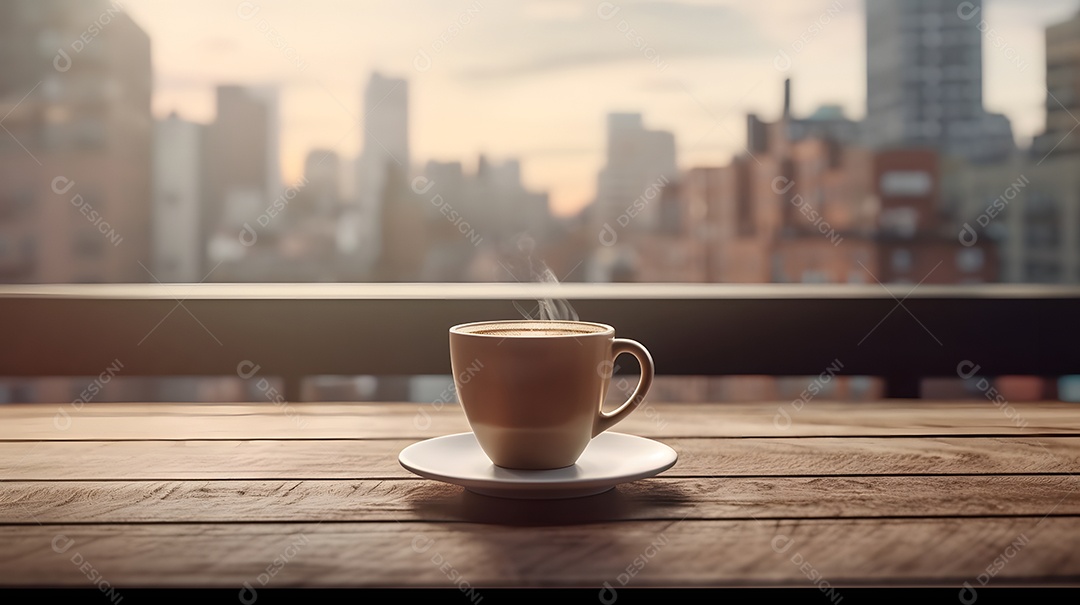 Xícara De Cappuccino Branca Sobre A Mesa