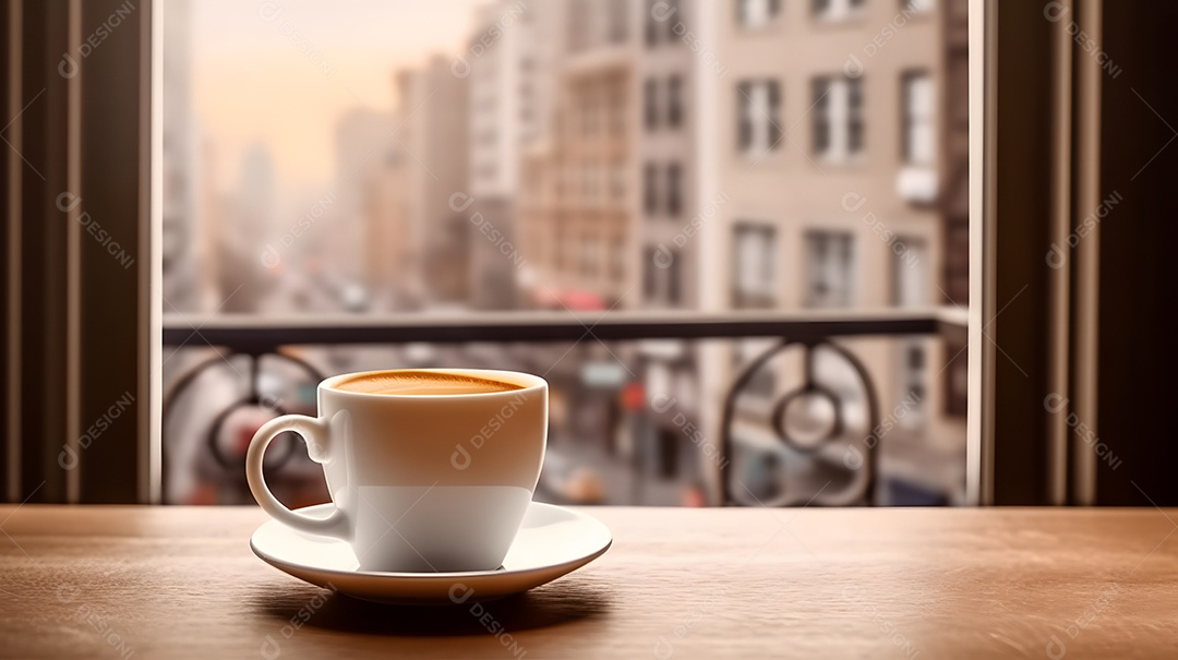 Xícara Branca De Cappuccino Sobre A Mesa