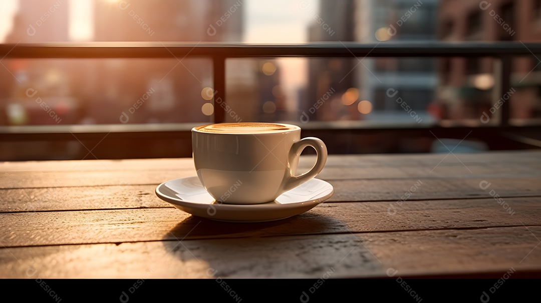 Xícara Branca De Cappuccino Sobre A Mesa