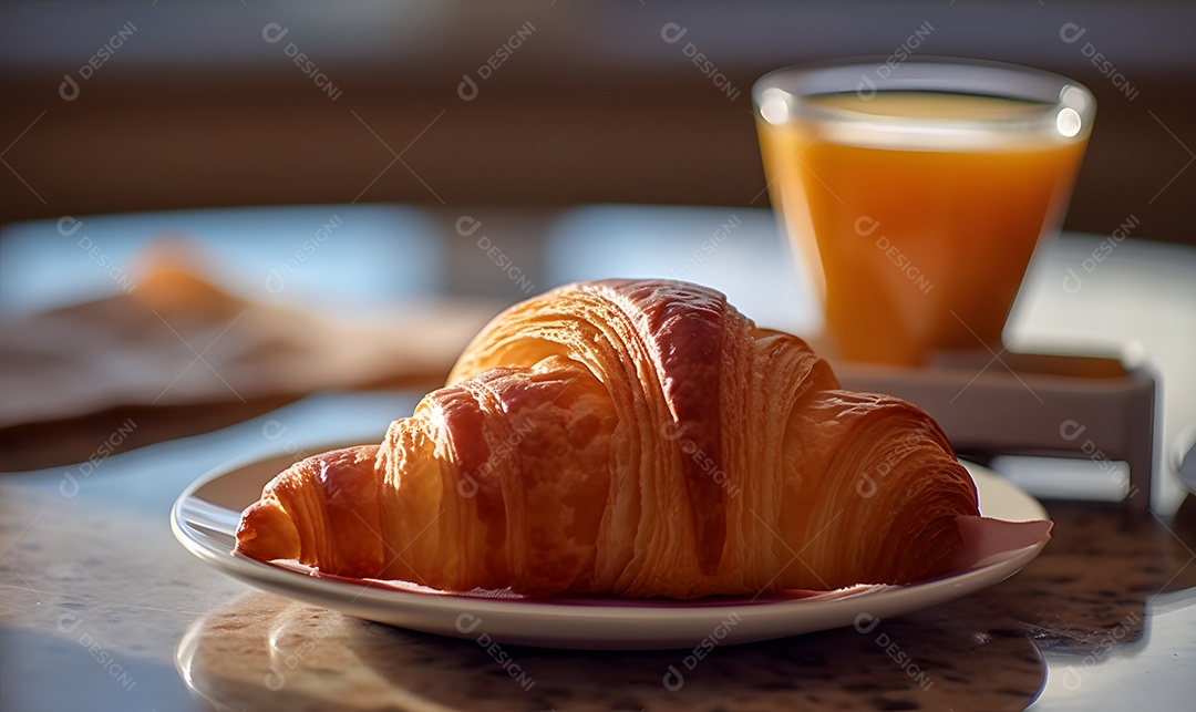 Pão sobre um prato ao lado de xícara de café