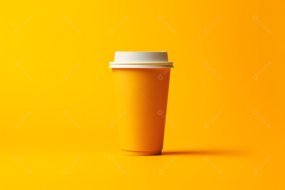 Xícara de café sobre fundo isolado amarelo