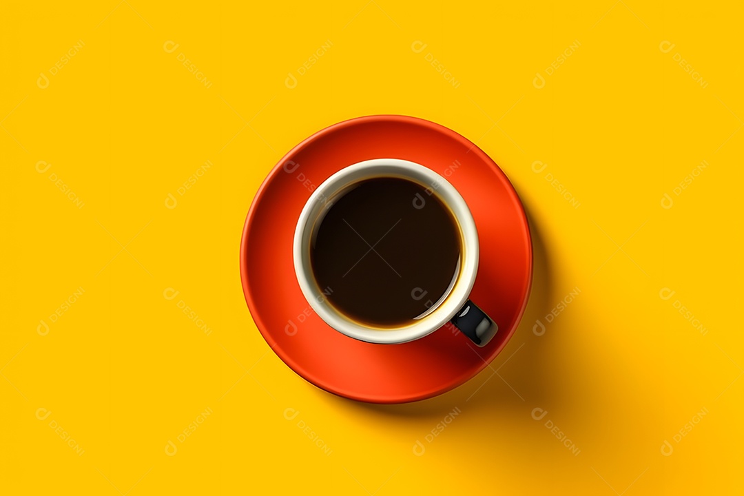 Xícara de café sobre fundo isolado amarelo