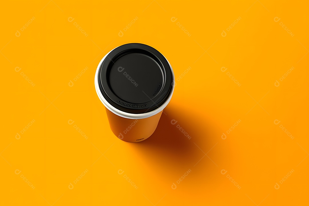 Xícara de café sobre fundo isolado amarelo