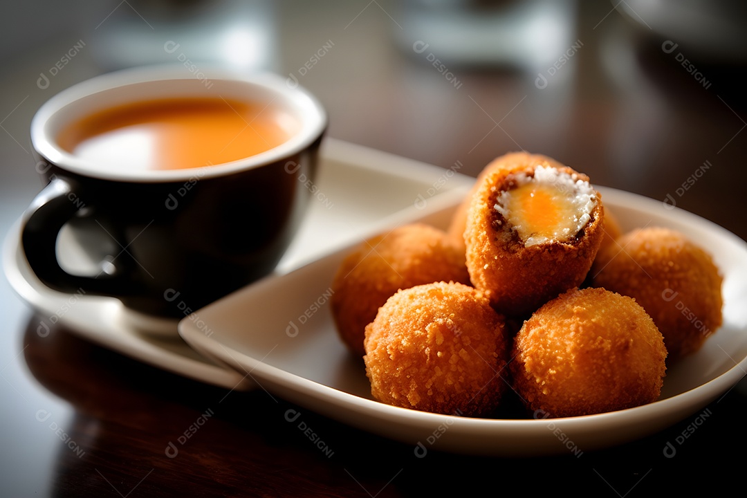 Bolo sobre um prato com uma xícara de café