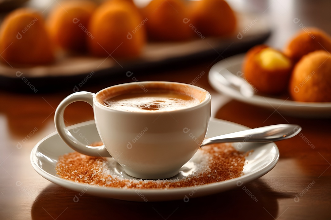 Bolo sobre um prato com uma xícara de café