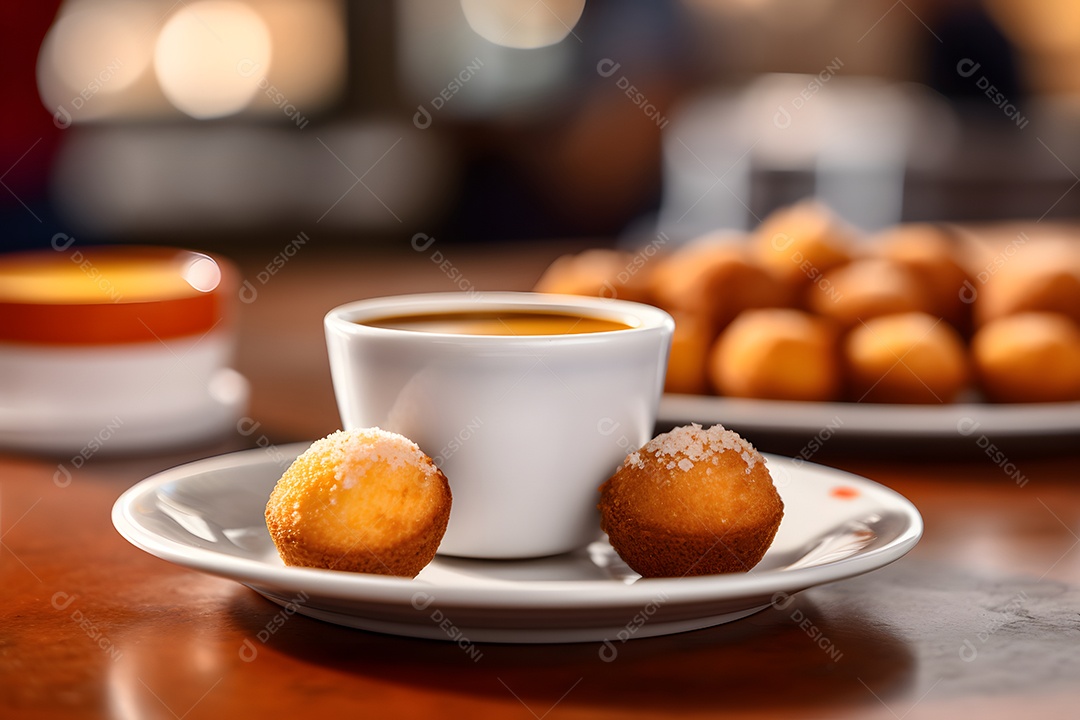 Bolo sobre um prato sobre uma mesa de madeira café da manhã