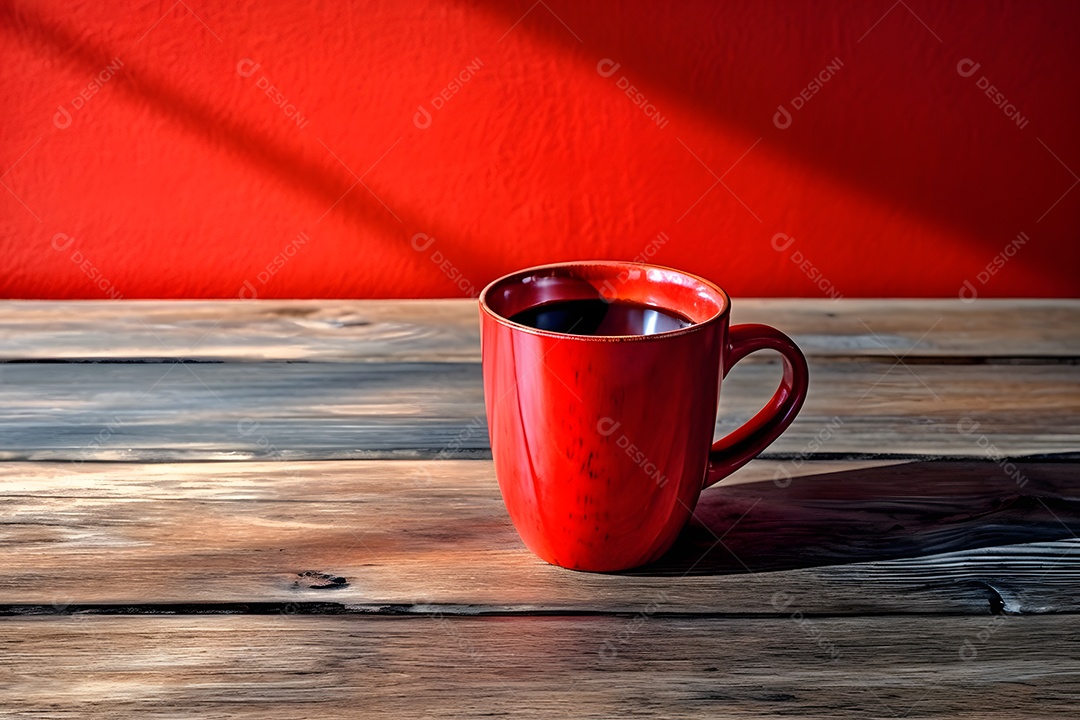 Xícara de café sobre uma mesa de madeira