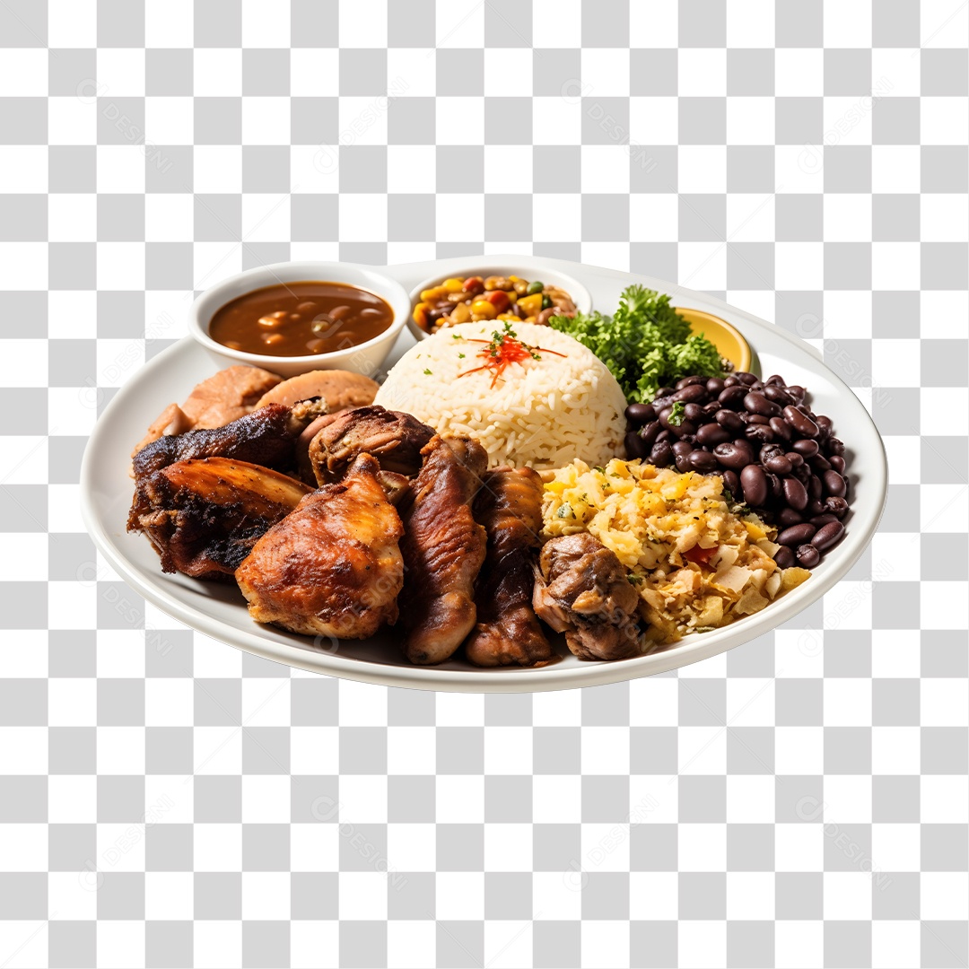 Prato De Comida Com Arroz Frango E Salada PNG Transparente