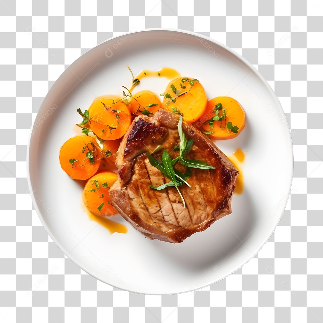 Prato De Comida Carne E Abobora PNG Transparente