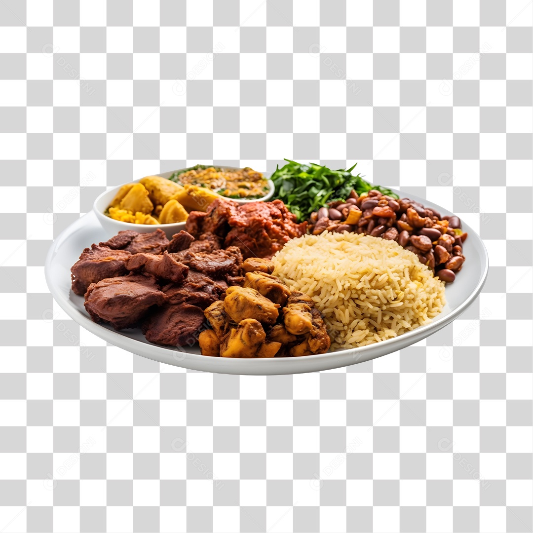 Prato De Comida Arroz Carne  E Salada PNG Transparente