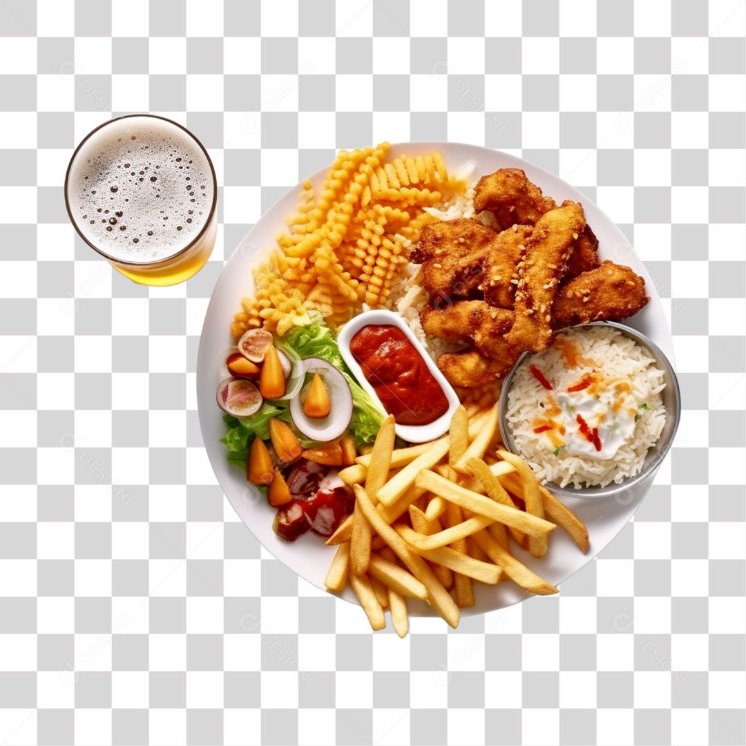 Copo De Cerveja Com Petiscos  PNG Transparente