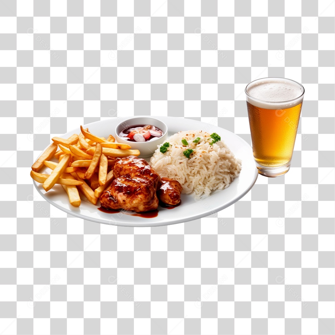 Copo De Cerveja E Petiscos PNG Transparente