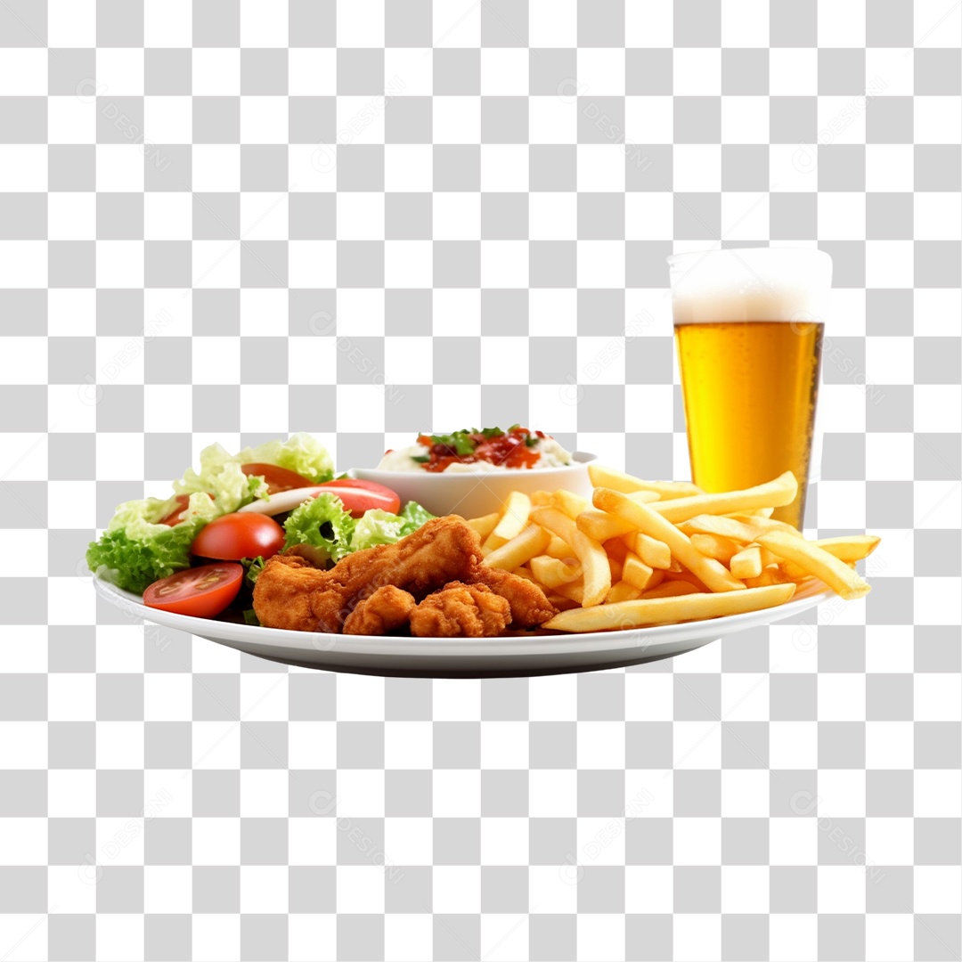 Copo De Cerveja E Petiscos PNG Transparente