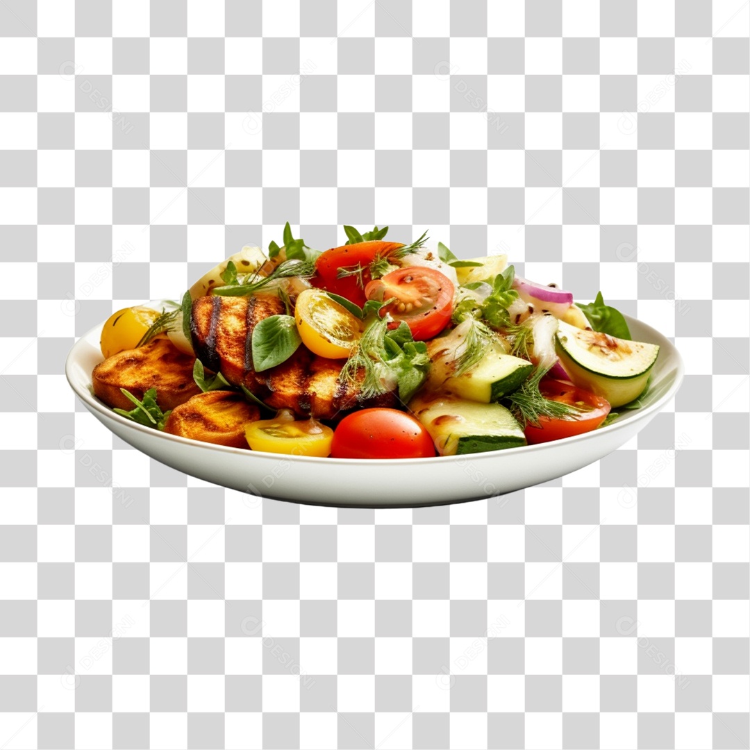 Prato De Comida Salada Com Batata PNG Transparente