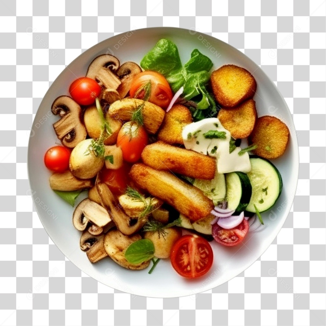 Prato De Comida Salada Com Batata PNG Transparente