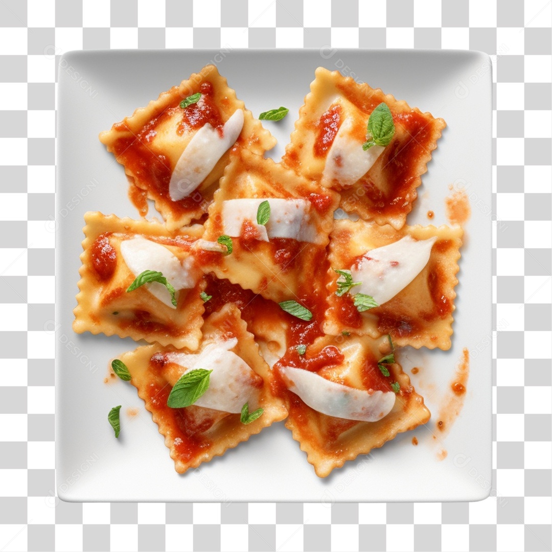 Prato De Comida Ravioli PNG Transparente
