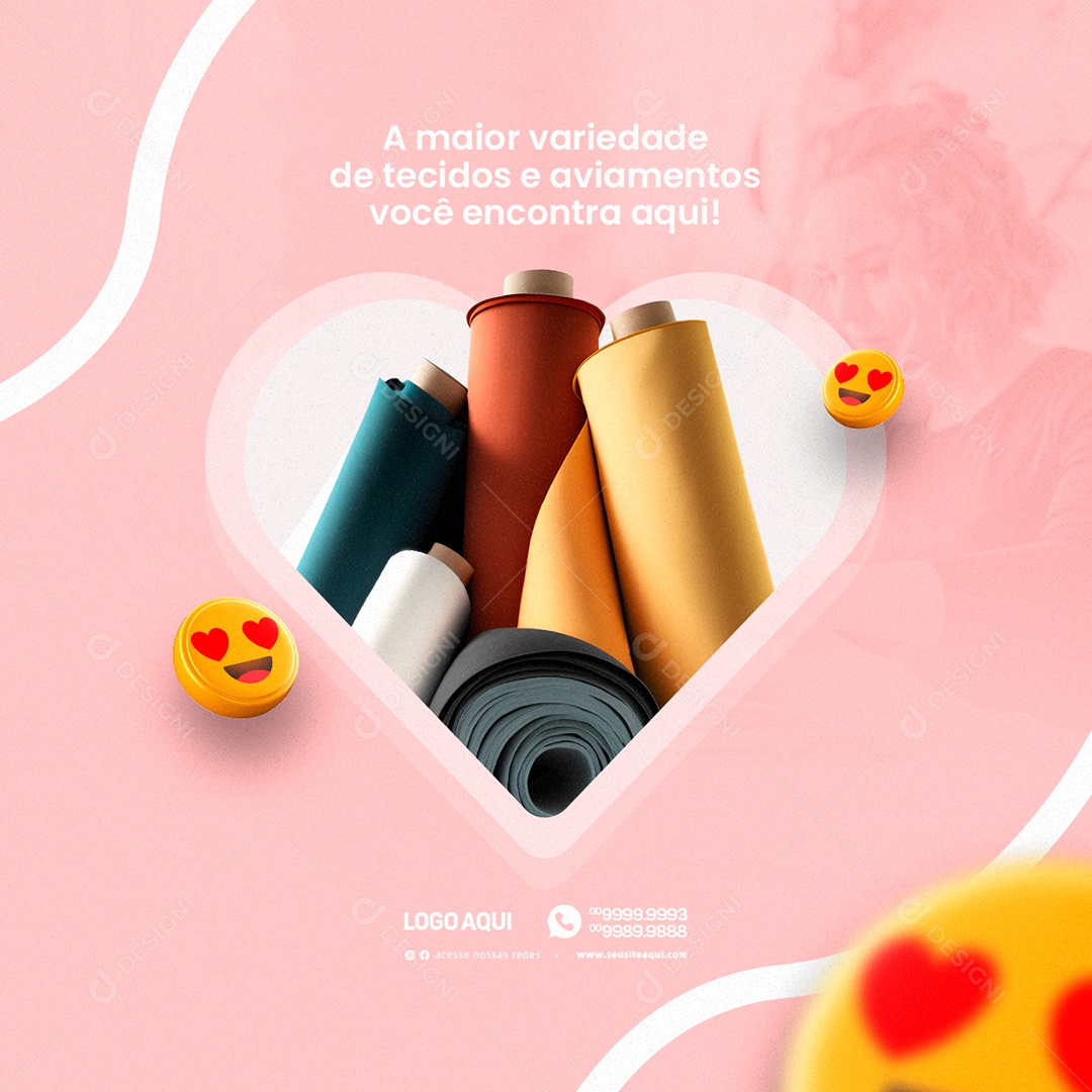 A Maior Variedade De Tecidos e Aviamentos Você Encontra Aqui Social Media PSD Editável