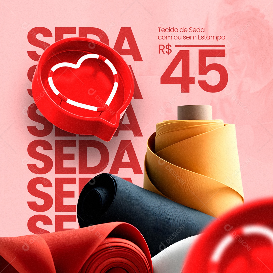 Tecido De Seda Com Ou Sem Estampa 45,00 Tecidos Social Media PSD Editável