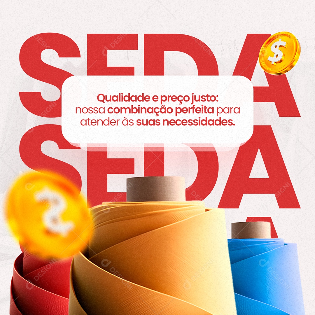 Qualidade E Preço Justo Seda Tecidos Social Media PSD Editável