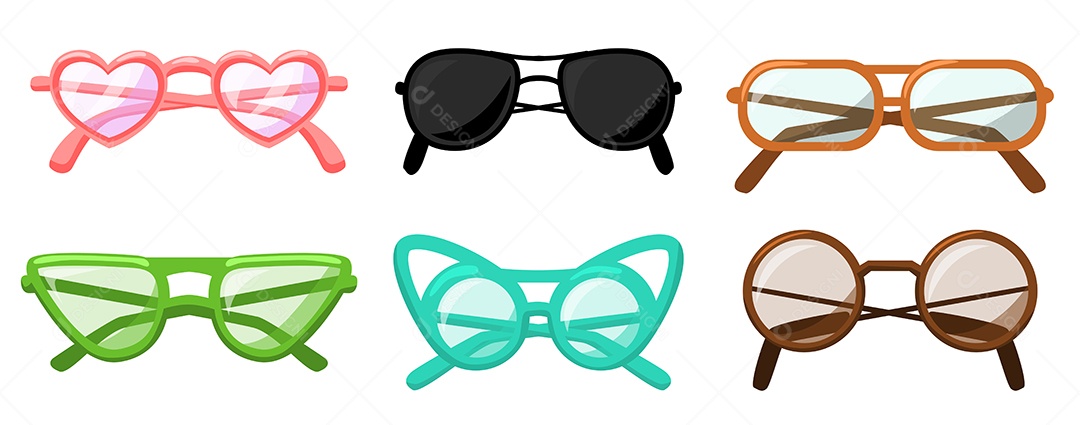 Coleção de vários óculos de moda vetoriais em branco Vetor EPS