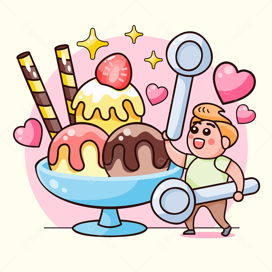 Doce coleção de saborosas sobremesas e doces decorados Vetor EPS