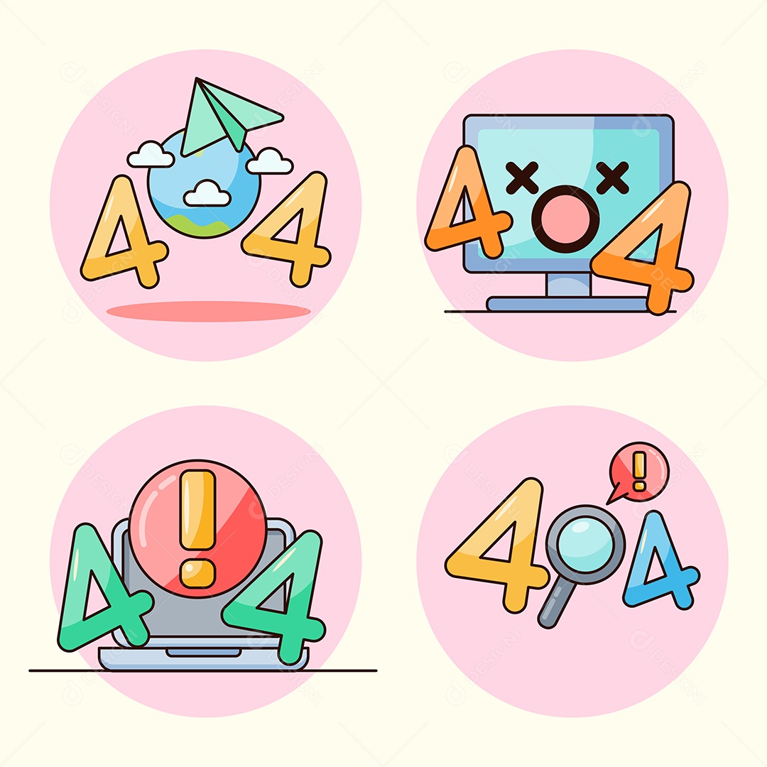 Erro 404 Página Não Encontrada Vetor EPS